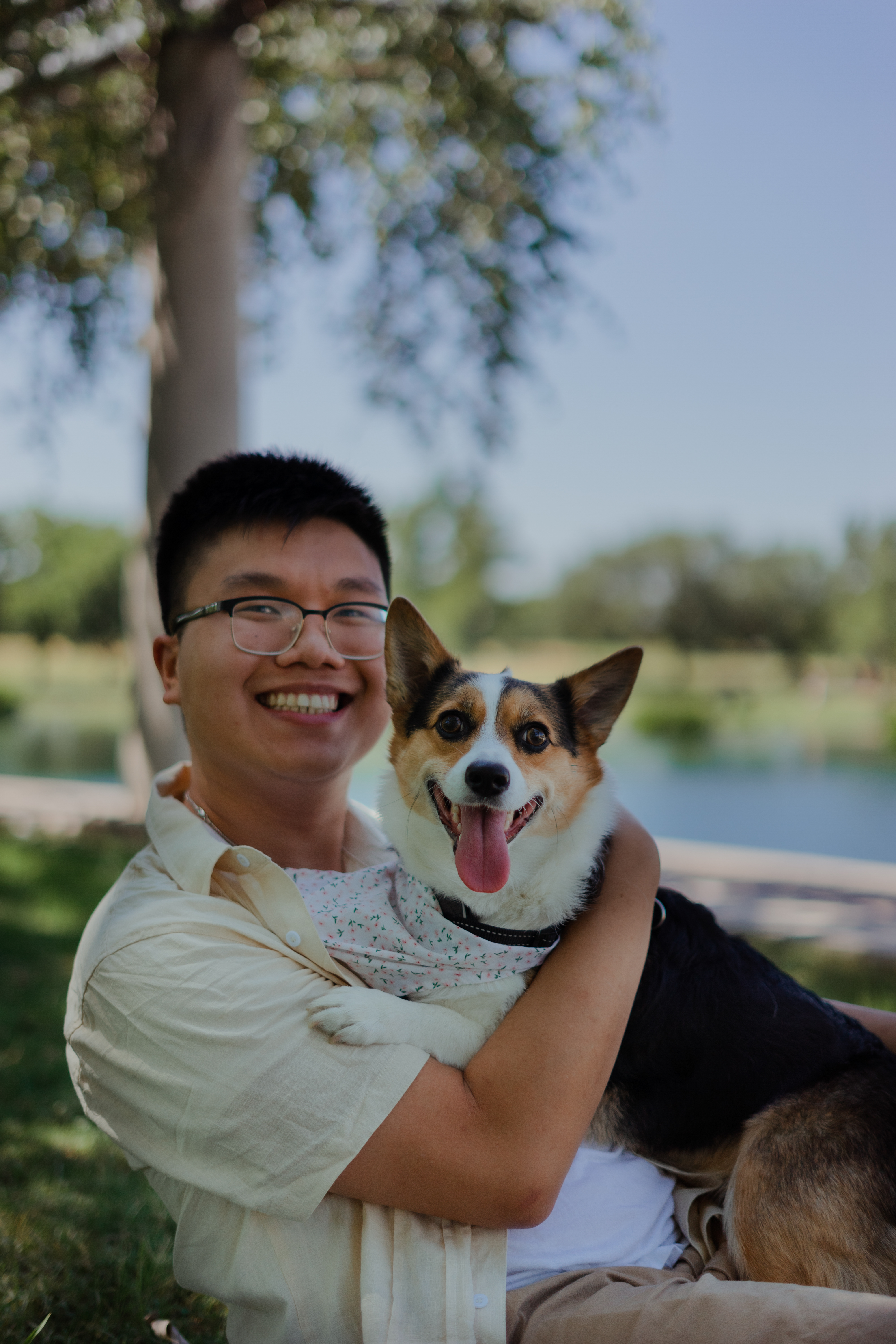 Picture of Alex with his Corgi, Momo